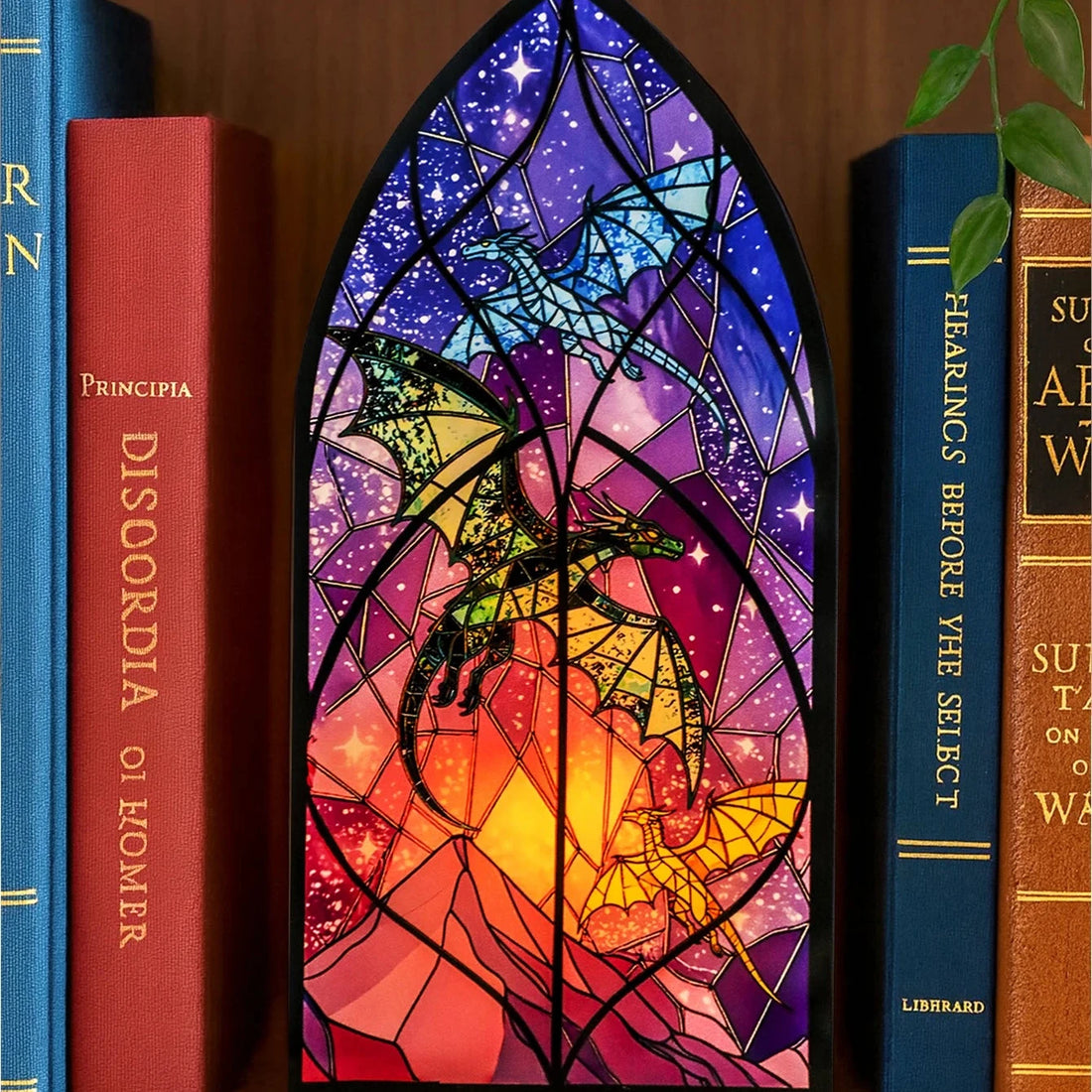 Fantasy Book Nook Display – Stained Glass Look Acrylic Arch with Stand