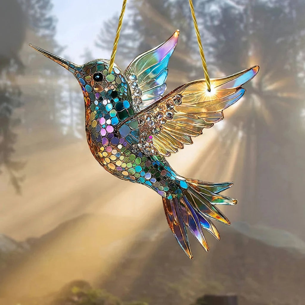 Colorful Hummingbird Acrylic Hanging Charm